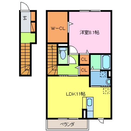 栄町北 徒歩18分 2階の物件間取画像